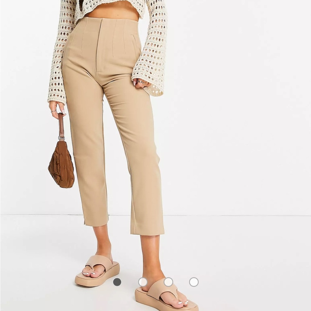 ASOS dark beige high-waisted trousers
